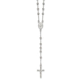 Sterling Silver Polished and Beaded Rosary 24 inch Necklace